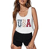 VVNTY American Flag Crop Tank Tops Women's Patriotic 4th of July Tee Girls Summer Sleeveless USA Shirts