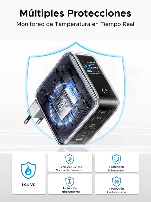 Nexode Pro Cargador USB C 100W Carga Rápida Pantalla TFT