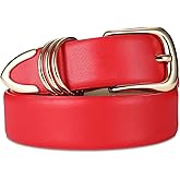 RISANTRY Women's Leather Belts with Gold Buckle Fashion Leather Waist Belt Elegant Ladies Belts for Jeans Gifts for Women