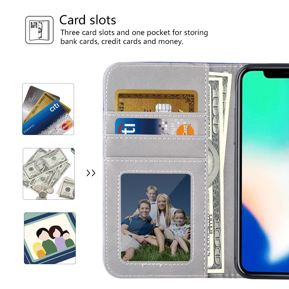 Urbeutyke iPhone X Wallet Case,iPhone X Case, Premium PU Leather Flip Folio Case Cover with Wrist Strap,Card Slots,Cash Pocket,Kickstand for Apple iPhone X 5.8 inch - Dandelion