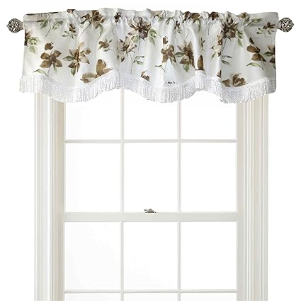 Violet Linen Fortune Decorative Sheer 60 x 15 Window Valance - Green Floral