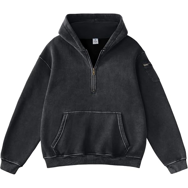 Amazon.com: FAIABLE Men's Oversized Washed Quarter Zip Hoodie