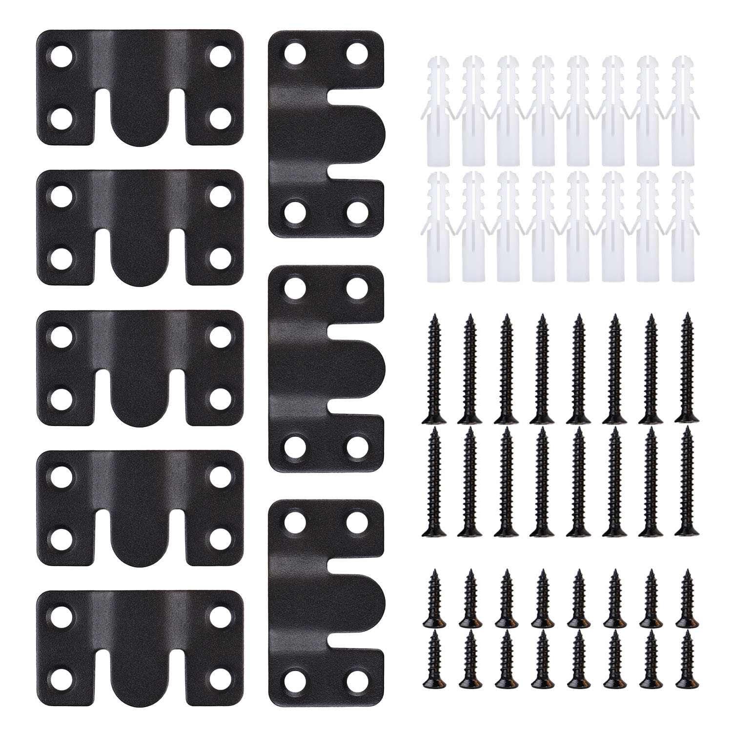 Photo 1 of 4 Pairs Interlocking Flush Mount Bracket Picture Hanging Bracket Wall Mounting Hardware Stainless Steel Photo Frame Hook Heavy Duty Z Clip Bracket Large Picture Hanger Buckle Black Furniture Connector