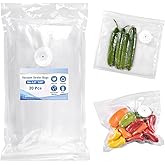 Reusable Vacuum Sealer Bags for Food, 20 BPA-Free Small (8 x 8in) Food Storage Bags, Freezer, Odor-Resistant, Leak-Proof, Compatible with Vacuum Sealers