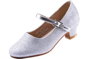 EIGHT KM EKM7015 Girls High Heel Dress Shoes Mary Jane Wedding Party Pumps Sparkle Glitter Princess Shoes for Kids Toddler