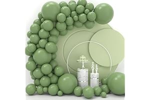 JOYYPOP Sage Green Balloons 110 Pcs Olive Green Balloon Garland Kit 5 inch+10 inch+12 inch+18 inch Green Balloons for Baby Shower Birthday Party Decorations