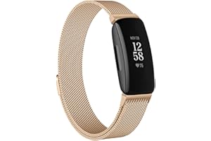 Vanjua for Fitbit Inspire 2 Bands Women Men, Stainless Steel Metal Mesh Loop Adjustable Magnetic Wristband Replacement Strap for Fitbit Inspire 2,Inspire HR,Inspire Fitness Tracker (Small, Rose Gold)