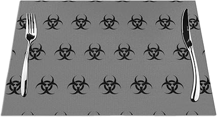 Amazon グレーバイオハザードテーブルマットプレースマットウォッシャブルpvcプレイスマット織りビニールステイン耐熱ウォッシャブルプレースマット 6個セット ランチョンマット オンライン通販