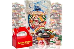 MUCHAI INNOVATIONS Classic Christmas Holiday Candy Gift Bag | Nostalgic Old Fashion Hard Candy | Party Deco Ice Cream & Cookie Topping Bark Brittle | Muchai Treat Box Included. (Old Fashion Mix Hard Candy - 1 Bag)