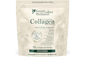 Great Lakes Wellness Collagen Peptides Powder for Skin, Hair, Nails, Joints & Digestion - Unflavored - Quick Dissolve Hydrolyzed, Non-GMO, Keto, Kosher - 4 lb. Value Pouch
