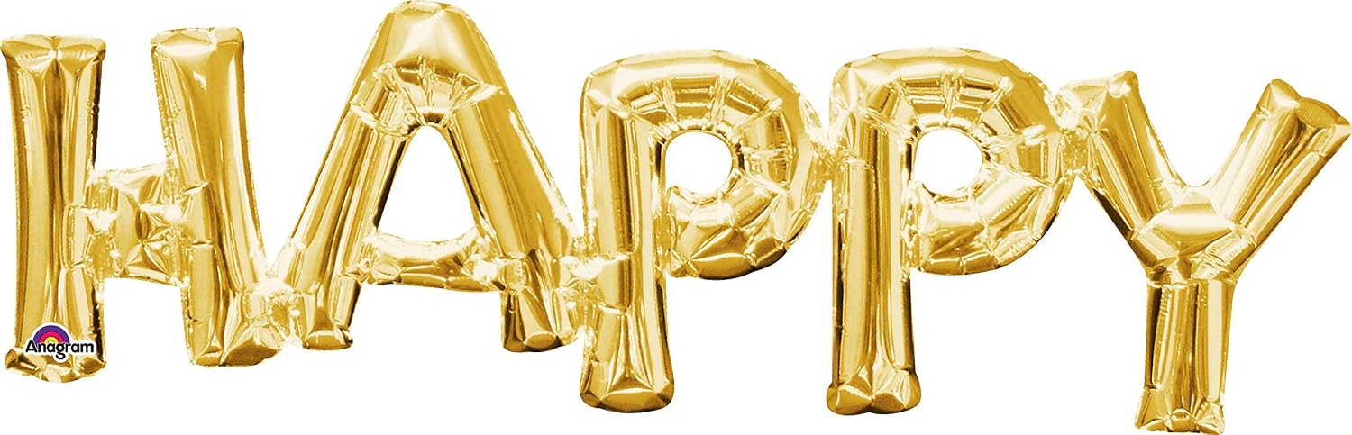 Phrase: 'HAPPY' Gold, Large