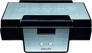 Krups Waffeleisen FDK251 | Doppelwaffeleisen | 2 Belgische Waffeln gleichzeitig | Antihaftbeschichtete Platten (Leichte Reinigung) | Für rechteckige Waffeln | Sicher dank isoliertem Griff | 850W