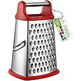 Professional Cheese Grater - Stainless Steel, XL Size, 4 Sides - Perfect Box Grater for Parmesan Cheese, Vegetables, Ginger -