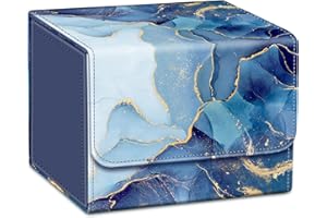 CaseBot Card Deck Box Compatible with MTG/TCG/CCG, Magnetic Game Card Case Large Size Fits Up 180+ Game Cards with PU Divider, Ocean Marble