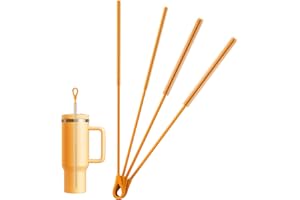 KUNQUN Silicone Straw Cleaner Brush - 4 Pcs Straw Brush for Water Bottle Sippy Cup Tubes Glass Straws, Reusable Bendable and Dishwasher Safe Orange