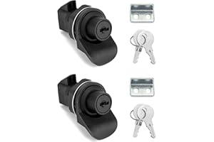 QWORK Push Button Latch, 2 Pack Plastic Push-to-Close Latches for Boat/Motorcycle Glove Box Locks