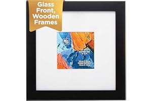Kiera Grace Matted Classic Langford Picture Frame, Holds a 5" x 5" Photo, 10" x 10" Large Wood Picture Frame for Wall Hanging and Photo Display, Black