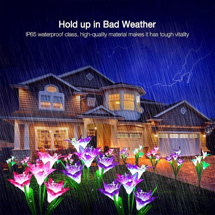 SOLARBABY Solar Lights Outdoor Garden, Multicolor Changing Color Garden Lights with 16 Lily Larger Solar Flower for Garden Yard Driveway, Patio Decor