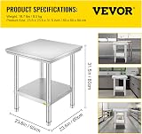 KITGARN Stainless Steel Work Table 24x24x31 Inch Commercial Kitchen Prep NSF view 3