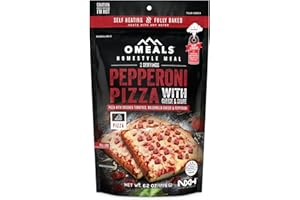 OMEALS Pepperoni Pizza w/Cheese & Sauce MRE-Premium Outdoor Food Extended Shelf Life-Fully Cooked w/Heater No Refrigeration-Outdoor Enthusiasts, Travelers, Emergency Supplies-2 Servings-USA Made