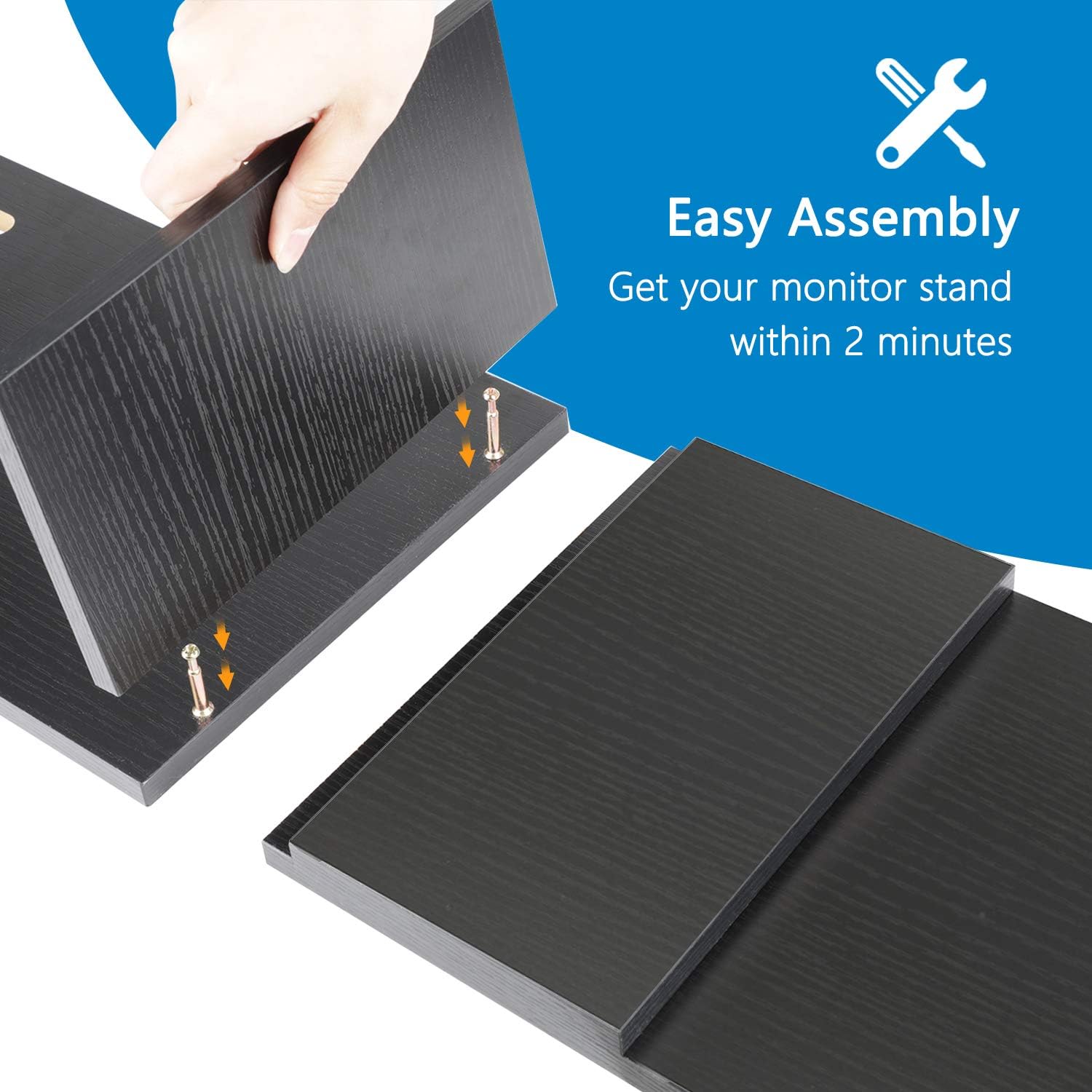 AMERIERGO Monitor Stand Riser - 16.5 Inch 2 Tier Desk Organizer Stand for Laptop Computer, Desktop Printer Stand with Phone Holder and Cable Management, Versatile as Storage Shelf & Screen Holder : Office Products