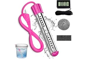 Lakkzoom Portable Immersion Water Heater,Electric Pool Water Heater for Above Ground Pool Bathtub,Anti-scalding Bucket Heater Camping Water Heater Heat 5 Gallons of Water in Minutes(Pink)