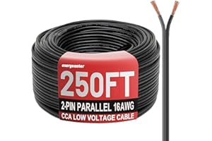 Energeaster 16 Gauge Low Voltage Landscape Wire 2 Conductors Low-Voltage Wire Hookup LED Lighting Strips Flexible Cable Copper Clad Aluminum(16AWG 250FT)