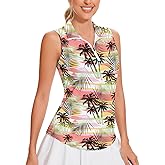 Soneven Women's Sleeveless Golf Shirt Racerback Polo Shirts with Pockets Tennis Tops Golf Tanks Pickleball Shirts