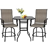 3 PC Outdoor Swivel Bar Sets, All Weather Height
