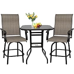 3 PC Outdoor Swivel Bar Sets, All Weather Height