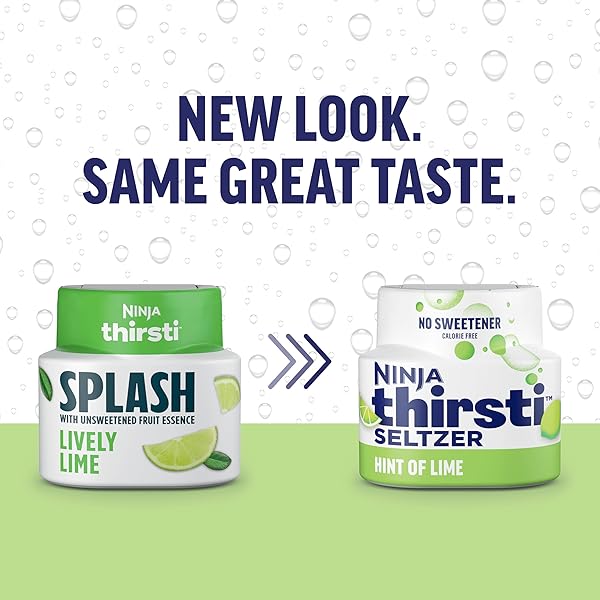 NINJA THIRSTI FLAVORED WATER DROPS, SELTZER LIME, CRISP AND REFRESHING SPARKLING WATER, ZERO CALORIES, ZERO SUGAR, ZERO SWEETENERS, MAKES 20, 12OZ DRINKS, 3 PACK, WCFLIMAM