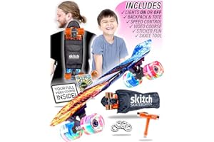 SKITCH Skateboards for Kids, Teens and Adults | Premium Skateboard Gift Set for Beginners and Pros Complete with Mini Cruiser Board + Skateboard Backpack + Video Course + Speed Control + Skate Tool