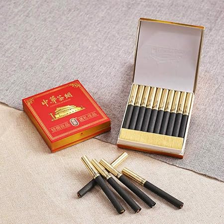 Amazon Huwoymx プレミアムシガーティータバコ チョコレートクリームフレーバー 男性と女性の健康タバコ 雲南中国のハーブティータバコ 緑茶茶の煙 ミントティータバコ きれいな肺の煙 タバコの代替品 100 無煙 100 タールフリー 5パック 中華 強くて