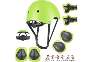 DaCool Kids Bike Helmet Set Skateboard Knee Pads - Kids Helmet Elbow Pads Wrist Guards Adjustable for 3~10yrs Girl Boy Kids Protective Gear Set for Sport Cycling Bike Roller Skating Scooter