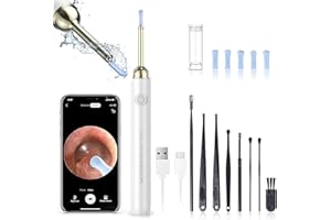 LEIPUT Ear Wax Removal - Earwax Remover Tool with 8 Pcs Ear Set - Ear Cleaner with Camera - Earwax Removal Kit with Light - Ear Camera with 6 Ear Spoon - Ear Cleaner for iOS & Android