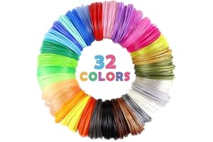 MIKA3D 32 Colors 3D Pen PLA Filament Refills, Each Color 10 Feet, Total 320 feet, Pack with 4 Finger Caps