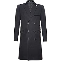 TruClothing Mens 3/4 Long Double Breasted Overcoat Jacket Wool