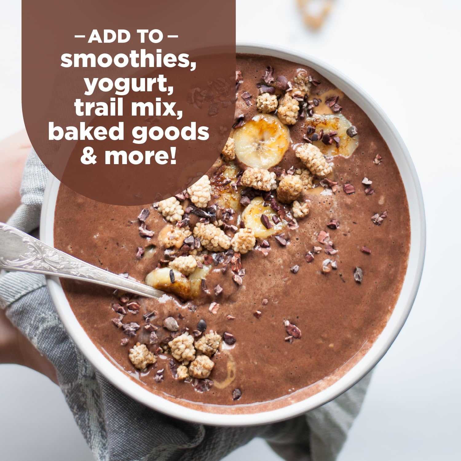 Navitas Organics Cacao Nibs – Unsweetened Dark Chocolate Crunch – Antioxidants, Minerals, Fiber – For Trail Mix, Baking & More – USDA Organic, Fairtrade, Non GMO, Gluten Free, Non-alkalized (16oz. Bag 151 Servings)