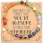 Jovivi Chakra Crystal Heart Bracelets for Women, Natural Stone Healing Crystals Gemstones Beaded Bracelet Jewelry Birthday Inspirational Gifts