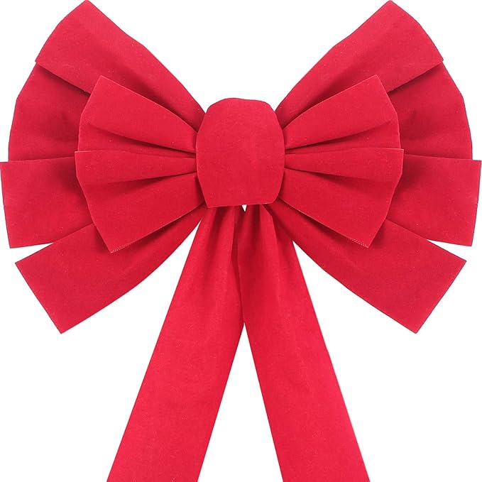 WILLBOND 6 Pieces Large Red Bow Velvet Christmas Bows