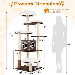 Tangkula Tall Cat Tree, 71-Inch Cat Tower with