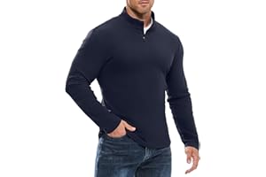 JMIERR Men's Casual Quarter Zip Sweatshirt Long Sleeve Pullovers Mock Neck Basic Sweaters