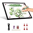 A4 Wireless Battery Powered Light Pad, TOHETO Tracing Light Box Dimmable Brightness Rechargeable LED Light Board Portable Cordless Copy Board for Artist Drawing Sketching X-ray Viewing