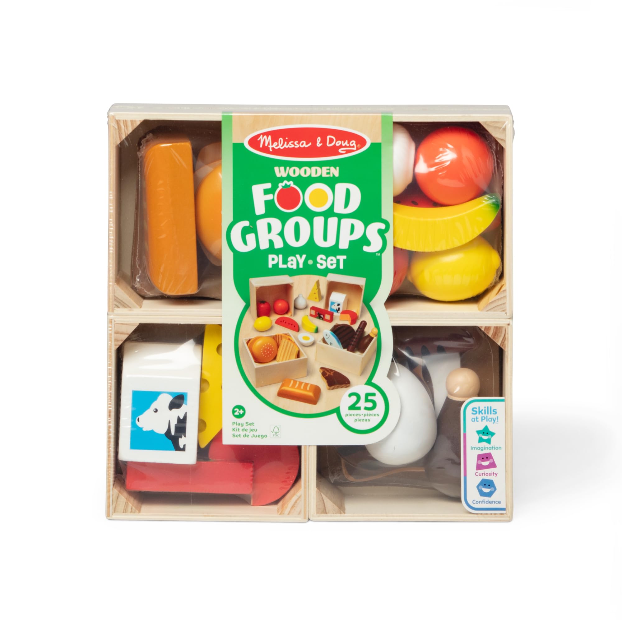 Melissa & Doug Food Groups - 21 Hand-Painted Wooden Pieces and 4 Crates
