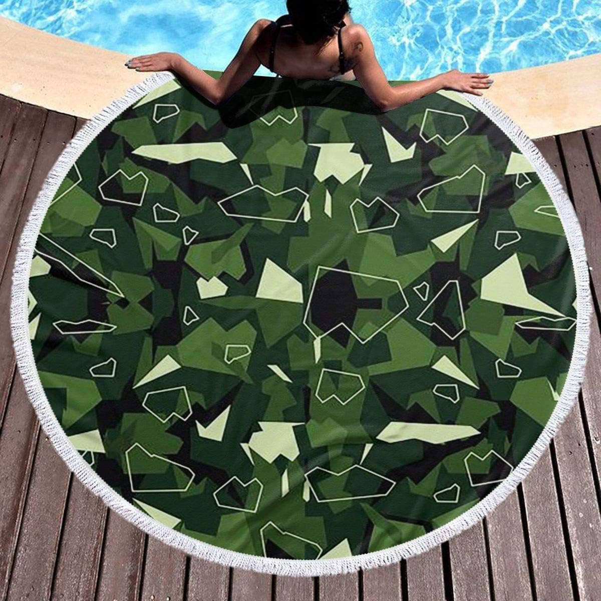 njfhgk Extra Large Beach Towel Blanket BaPe Green Camouflage Pattern Round Thick