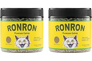 RONRON 1.5 Cups ea, Pack of 2 Premium Catnip - 100% Natural, Canada Grown, USA Packed, Pack of 2, high Potency, Sealed for Freshness, Dried Catnip, Non-GMO