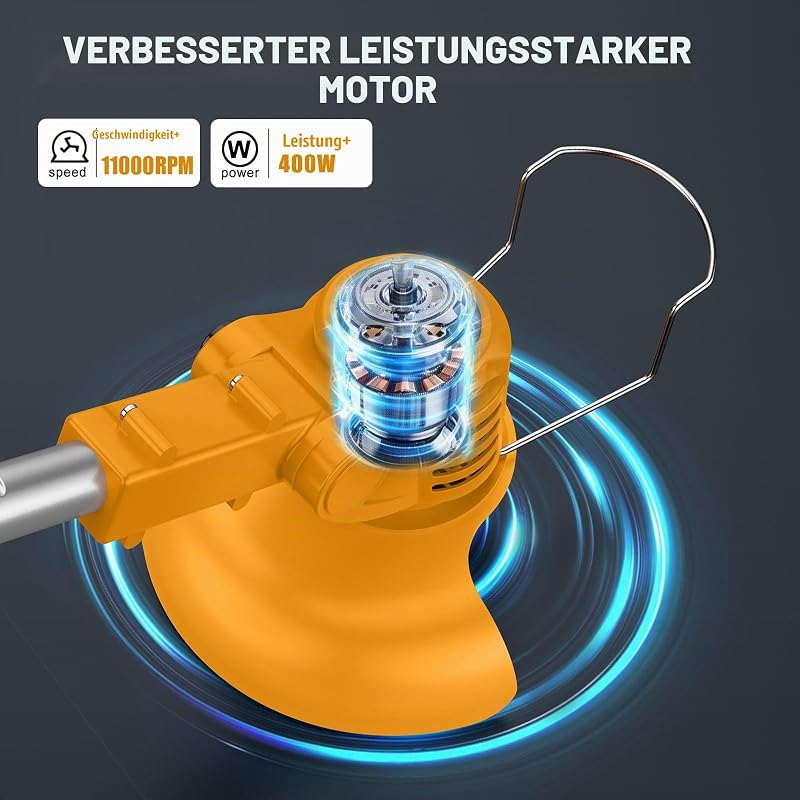 Rasentrimmer mit Akku 21 V, Freischneider mit 2 Akkus à 2,0 Ah