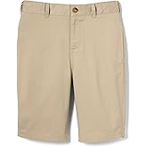 French Toast Boys' Adjustable Waist Flat Front Chino Bermuda Shorts with Stretch (Standard & Husky), Khaki, 16