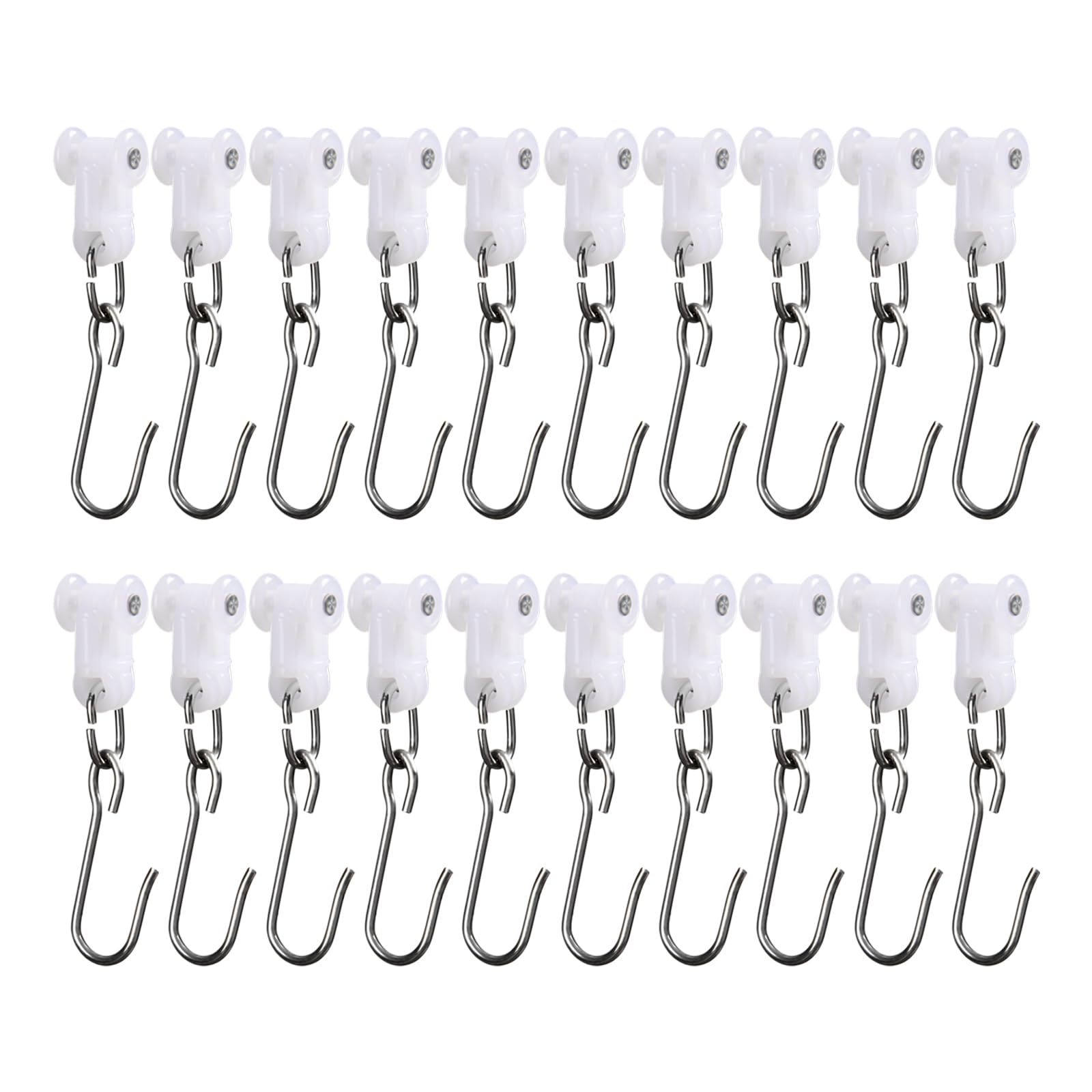 Photo 1 of SOMINS Curtain Hooks, Roller Hooks for Ceiling Curtain Track, Stainless Steel Rollers for Room Divider, 20 Pack