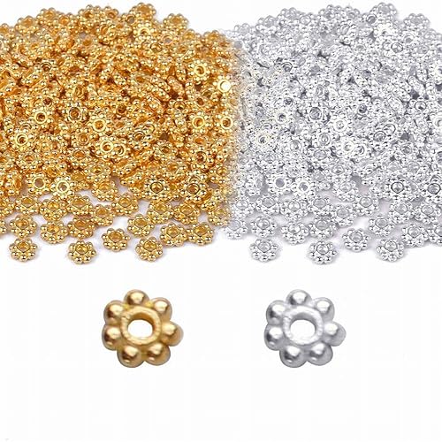 Amazon Co Jp ロンデル 4mm メタルビーズ 花型 ハンドメイド パーツ デイジー フラワー スペーサー 798 ゴールド ジュエリー